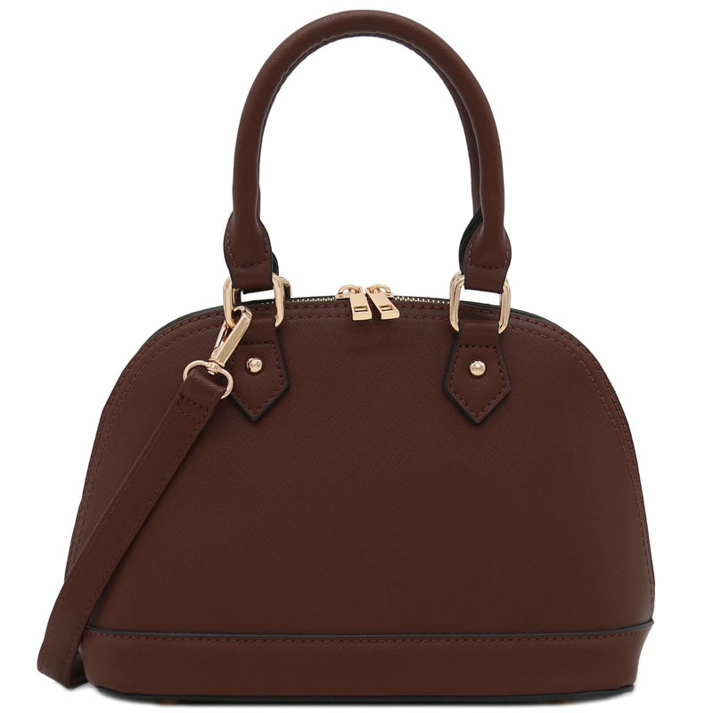 FashionPuzzle Zip-Around Classic Dome Satchel (Coffee) - Image 1